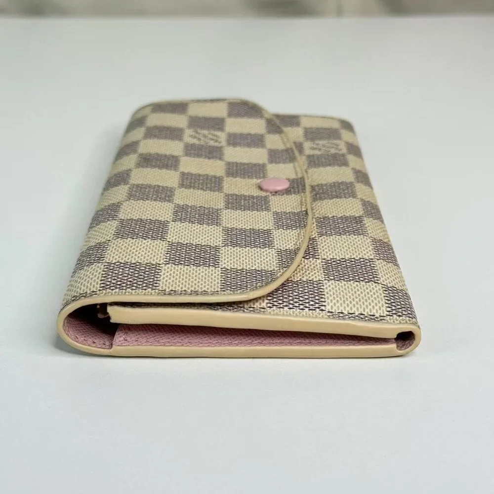 Louis Vuitton Emilie Wallet Damier Azur with Pink Interior